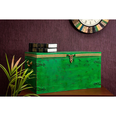 Ethnic Style Decorative Distressed Wooden Trunk