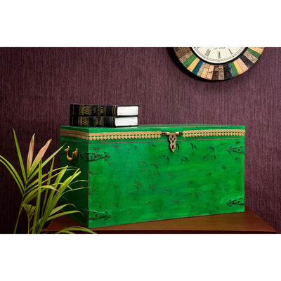Ethnic Style Decorative Distressed Wooden Trunk
