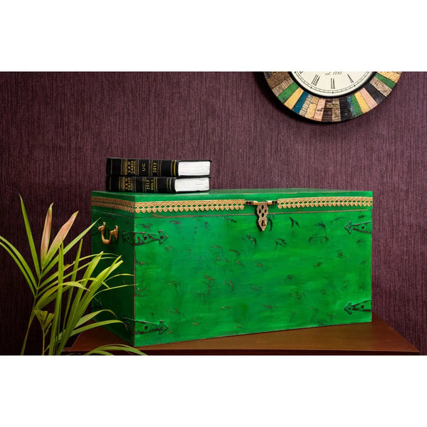Ethnic Style Decorative Distressed Wooden Trunk