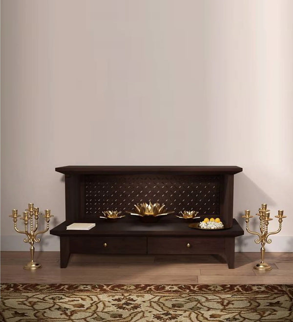 Floor Rested Solid Sheesham Wooden Pooja Temple Or Mandap for Home &amp; Office