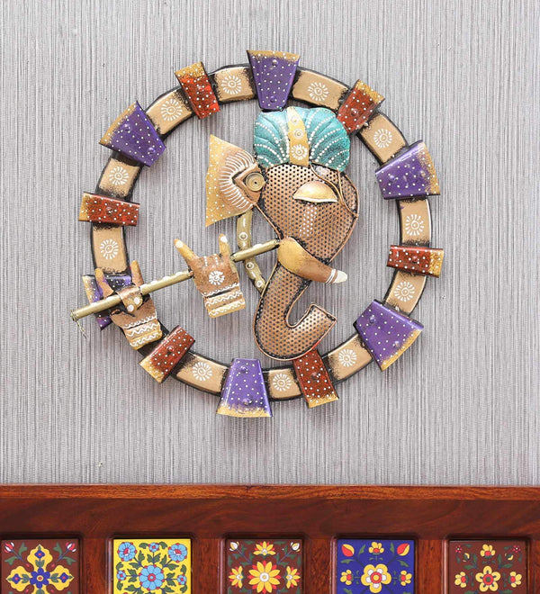 Golden Iron Gajanand Wall Hanging For Decor | Ganesh Chaturthi Special