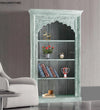 Green Rustic Solid wood HandCarved Bookshelf with Storage