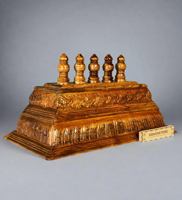 Hand Carved Solid Wood Gopuram for Pooja Mandapam