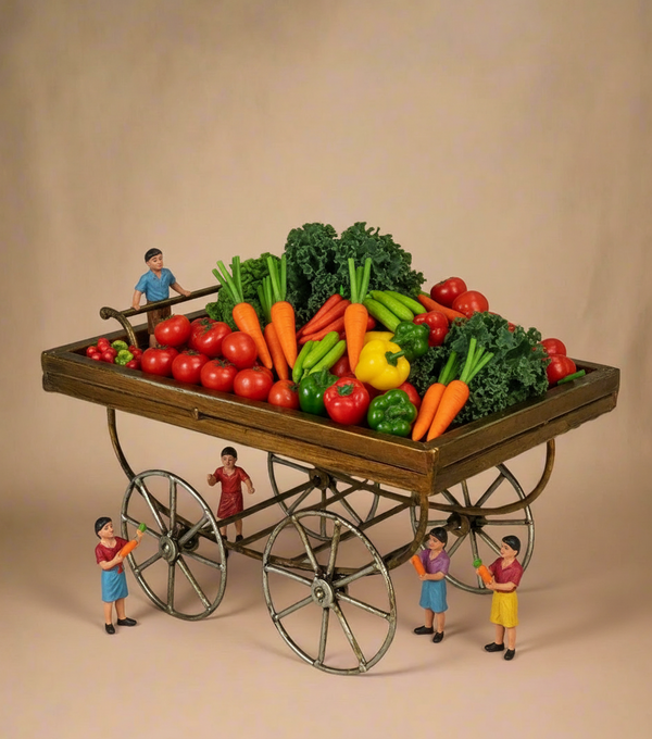 Handpainted Iron Cart For Table Decor