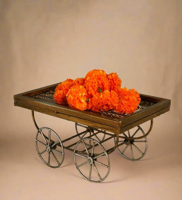 Handpainted Iron Cart For Table Decor