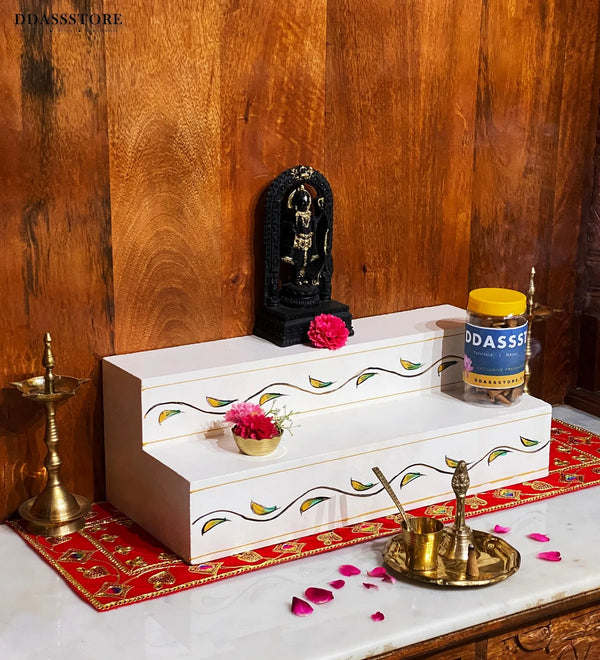 Handpainted Steps Altar for Wooden Home Temple | GOLU Stand Kolu Padi (Set of 2)