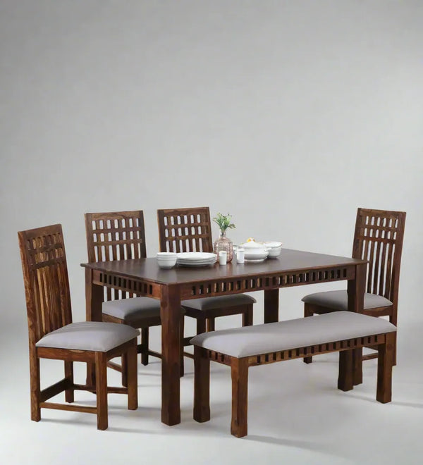 Heritage Wood 6 Seater Dining Set In Scratch Resistant - D'DASS Store