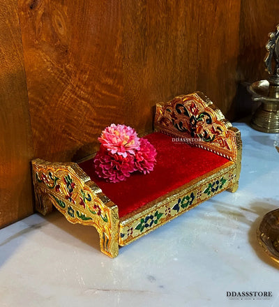 Home Temple Cum Lord Bed for Krishna Janmotsav | Wooden Lord Bed for God Idols
