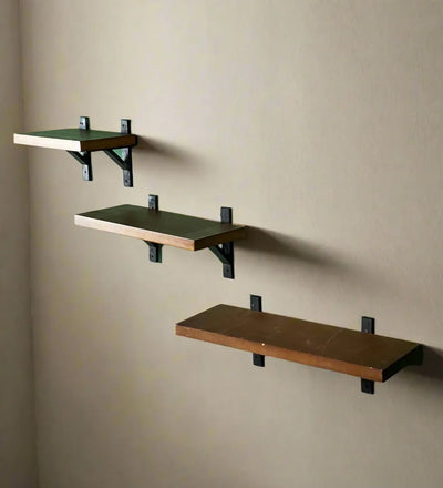 Honey Finish Wooden Wall Shelf (Set Of 3) 