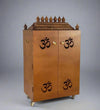 Honey MDF Sheesham Big Wooden Pooja Cabinet With Gopuram