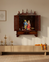 Honey finish Sheesham MDF Wooden Pooja Temple For Office | DDASSWT2412HPD - D'DASS Store