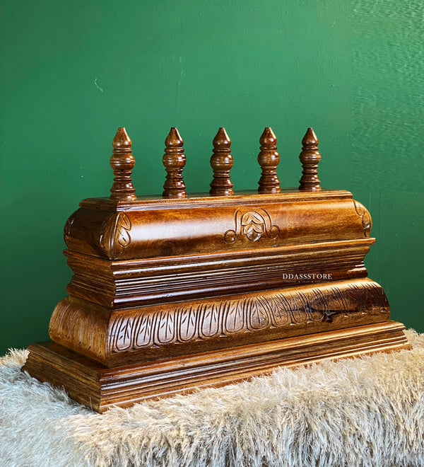 Sri Srinivasa Hand Carved Solid Sheesham Wood Gopuram for Pooja Mandapam | DDASSGPRM14