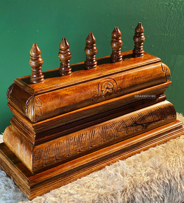 Sri Srinivasa Hand Carved Solid Sheesham Wood Gopuram for Pooja Mandapam | DDASSGPRM14