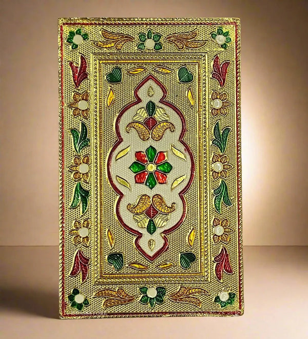 Handmade Wood Gold Meeakari work Pooja Chowki for Puja Mandir - D'DASS Store