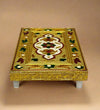 Handmade Wood Gold Meeakari work Pooja Chowki for Puja Mandir - D'DASS Store