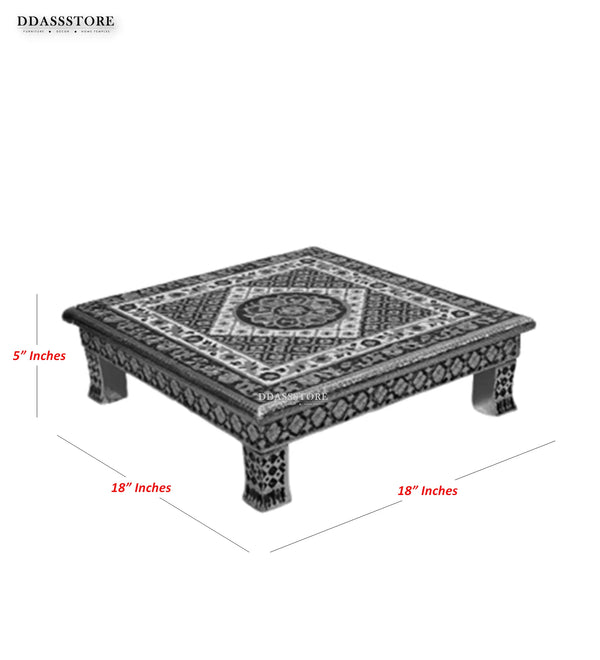 Handmade Meenkari work Pooja Chowki & Bajot For Home Temple | DDASSBJT_METAL - D'DASS Store