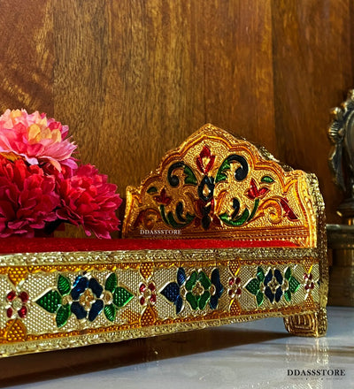 Home Temple Cum Lord Bed for Krishna Janmotsav | Wooden Lord Bed for God Idols - D'DASS Store