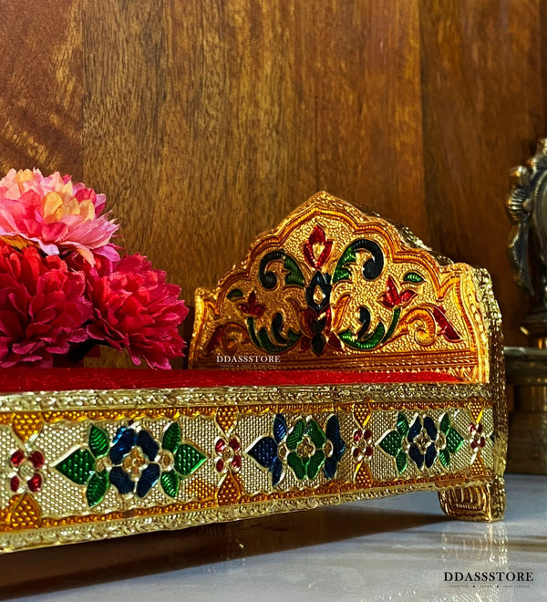 Home Temple Cum Lord Bed for Krishna Janmotsav | Wooden Lord Bed for God Idols - D'DASS Store