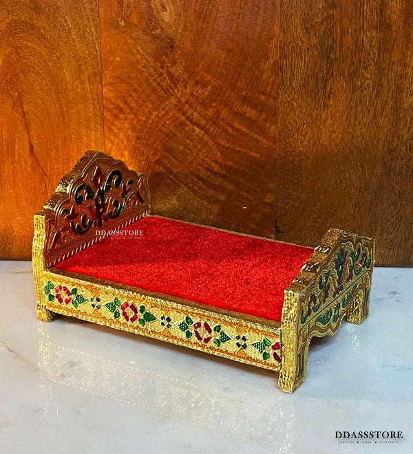 Home Temple Cum Lord Bed for Krishna Janmotsav | Wooden Lord Bed for God Idols - D'DASS Store