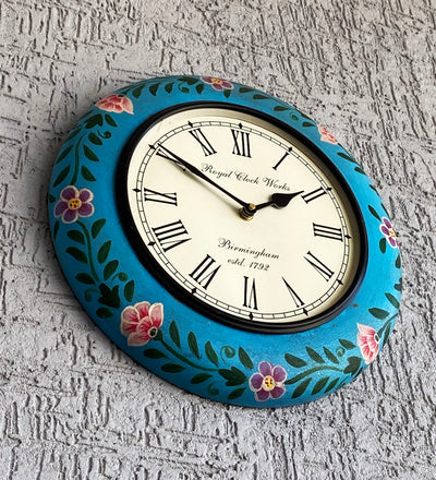 12" Decorative Ethnic Antique Handpainted Wall Clock for Home | House Warming Gift - D'DASS Store