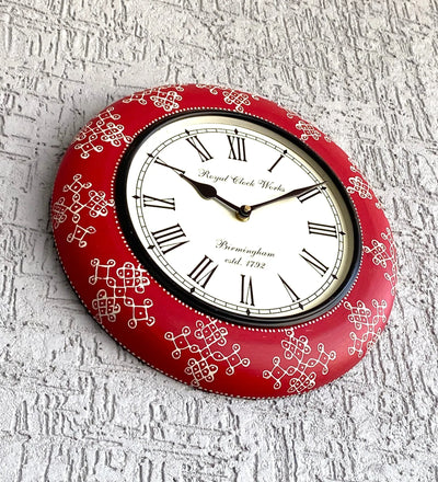 12" Decorative Ethnic Antique Handpainted Wall Clock for Home | House Warming Gift - D'DASS Store