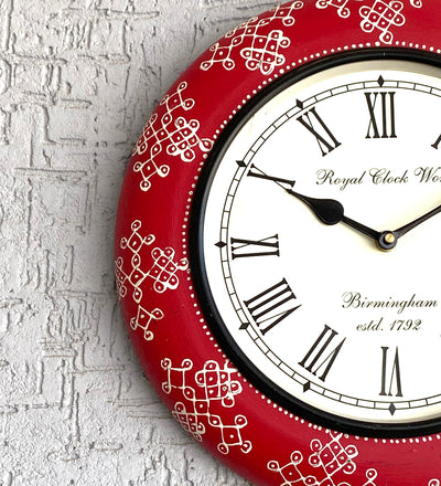 12" Decorative Ethnic Antique Handpainted Wall Clock for Home | House Warming Gift - D'DASS Store