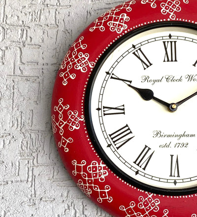 12" Decorative Ethnic Antique Handpainted Wall Clock for Home | House Warming Gift - D'DASS Store