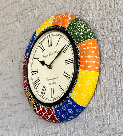 12" Decorative Ethnic Antique Handpainted Wall Clock for Home | House Warming Gift - D'DASS Store