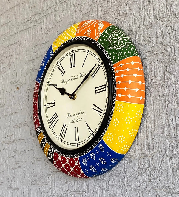12" Decorative Ethnic Antique Handpainted Wall Clock for Home | House Warming Gift - D'DASS Store