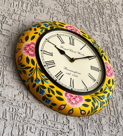 12" Decorative Ethnic Antique Handpainted Wall Clock for Home | House Warming Gift - D'DASS Store