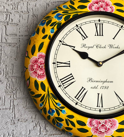 12" Decorative Ethnic Antique Handpainted Wall Clock for Home | House Warming Gift - D'DASS Store