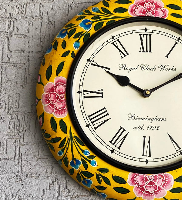 12" Decorative Ethnic Antique Handpainted Wall Clock for Home | House Warming Gift - D'DASS Store