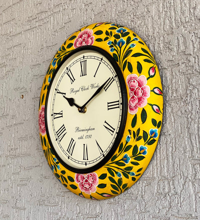 12" Decorative Ethnic Antique Handpainted Wall Clock for Home | House Warming Gift - D'DASS Store