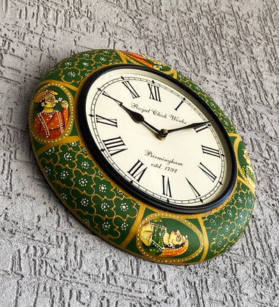 12" Decorative Ethnic Antique Handpainted Wall Clock for Home | House Warming Gift - D'DASS Store