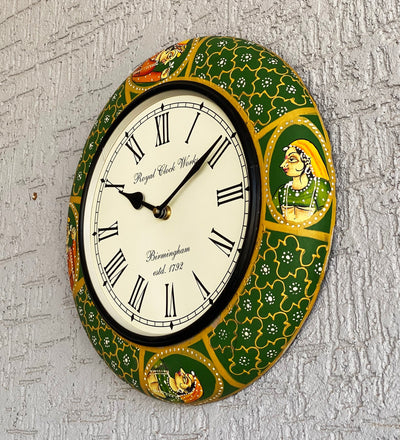12" Decorative Ethnic Antique Handpainted Wall Clock for Home | House Warming Gift - D'DASS Store