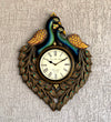 18" Decorative Ethnic Wooden Peacock Painted Wall Clock for Home | House Warming Gift