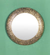 12 Inch Multicolour Pinewood MDF Brass Decorative Wall Mirror