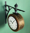 10" Copper Finish Wooden Station Platform Wall Clock for Wall | Double Sided Clock