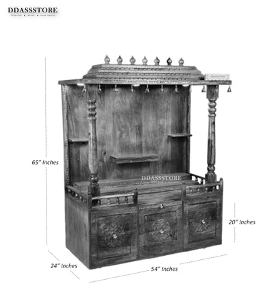 South Indian Style Solid Sheesham Wood Pooja Mandapam | Pooja room mandir designs - D'DASS Store