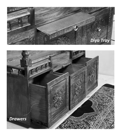 South Indian Style Solid Sheesham Wood Pooja Mandapam | Pooja room mandir designs - D'DASS Store