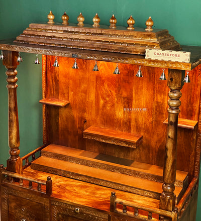 South Indian Style Solid Sheesham Wood Pooja Mandapam | Pooja room mandir designs - D'DASS Store