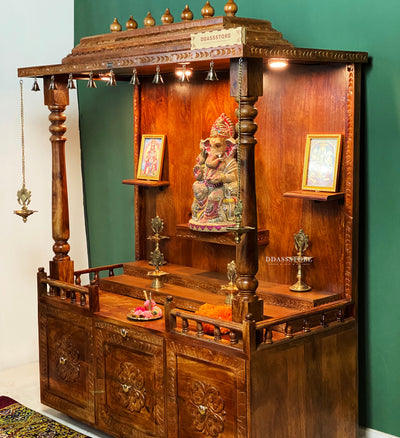South Indian Style Solid Sheesham Wood Pooja Mandapam | Pooja room mandir designs - D'DASS Store