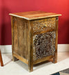 Distressed White Solid wood HandCarved Bedside Table for Bed - D'DASS Store