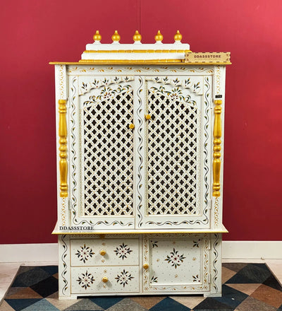 Wooden Home Temple & Puja Mandap with Cabinet | DDASSWT3618_WGD - D'DASS Store