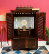 Wooden Home Temple & Puja Mandap with Cabinet | DDASSWT3618_CopperD - D'DASS Store