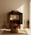 Wooden Home Temple & Puja Mandap with Cabinet | DDASSWT3618_CopperD - D'DASS Store