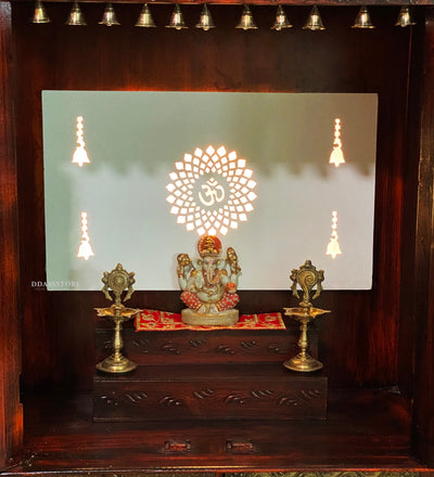 Wooden Home Temple & Puja Mandap with Cabinet | DDASSWT3618_CopperD - D'DASS Store