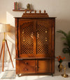 Wooden Home Temple & Puja Mandap with Storage | DDASSWT3618_HPD - D'DASS Store
