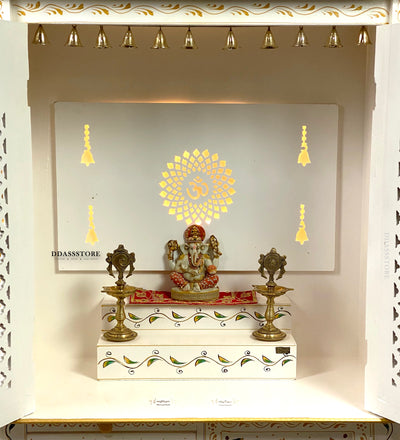 Wooden Home Temple & Puja Mandap with Cabinet | DDASSWT3618_WGD - D'DASS Store