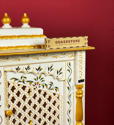 Wooden Home Temple & Puja Mandap with Cabinet | DDASSWT3618_WGD - D'DASS Store